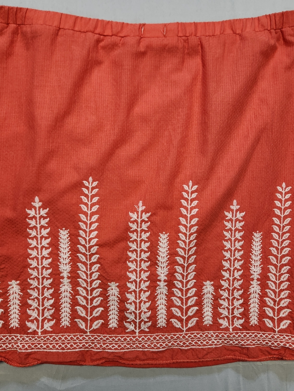 MSSP Max Studio Embroidered Skirt Womens Medium Rust Orange Boho Romantic Chic